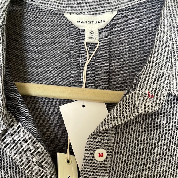 Casual Ticking Stripe Button-Up Dress - Picture 2 of 5